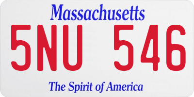 MA license plate 5NU546