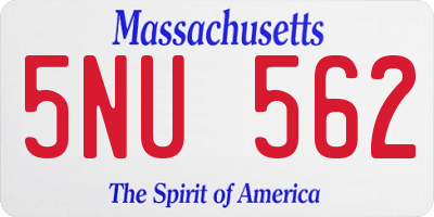 MA license plate 5NU562