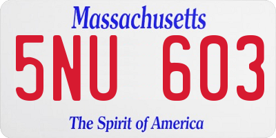 MA license plate 5NU603