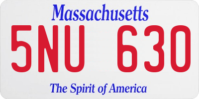MA license plate 5NU630