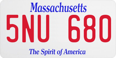 MA license plate 5NU680