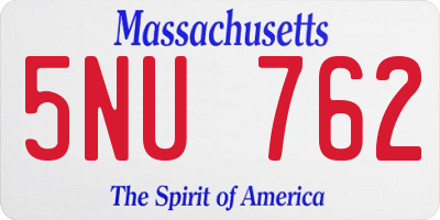 MA license plate 5NU762