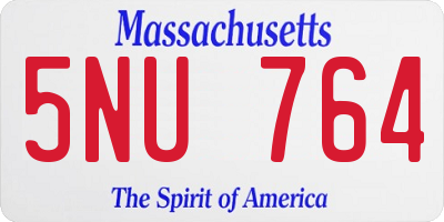 MA license plate 5NU764