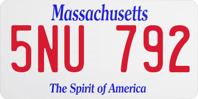 MA license plate 5NU792