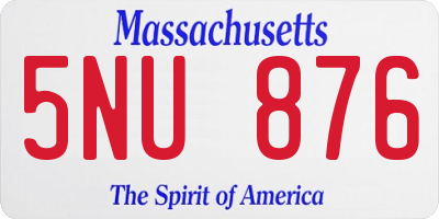 MA license plate 5NU876