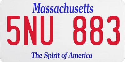 MA license plate 5NU883