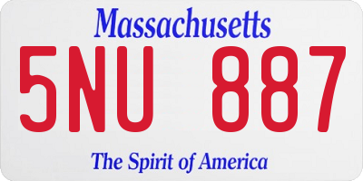 MA license plate 5NU887