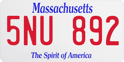 MA license plate 5NU892
