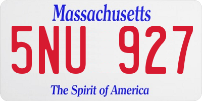 MA license plate 5NU927