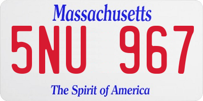 MA license plate 5NU967