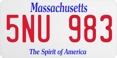 MA license plate 5NU983