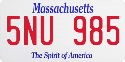 MA license plate 5NU985
