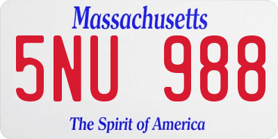 MA license plate 5NU988