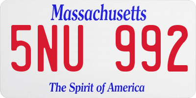 MA license plate 5NU992