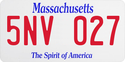 MA license plate 5NV027