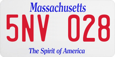 MA license plate 5NV028