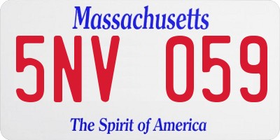 MA license plate 5NV059