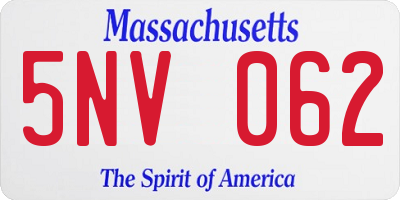 MA license plate 5NV062
