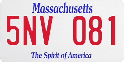 MA license plate 5NV081