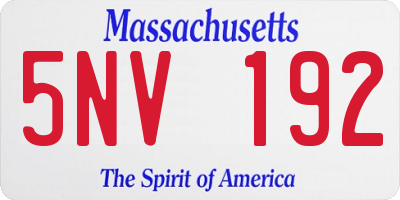 MA license plate 5NV192
