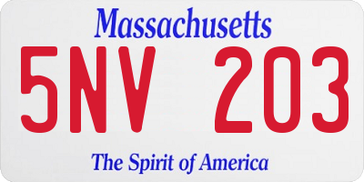 MA license plate 5NV203