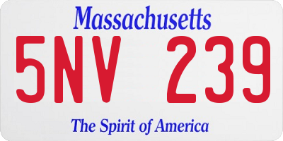 MA license plate 5NV239