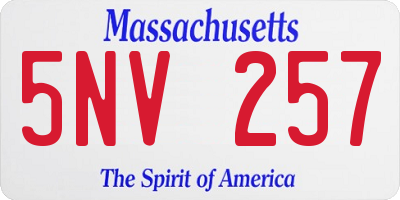 MA license plate 5NV257