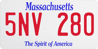 MA license plate 5NV280