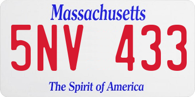 MA license plate 5NV433