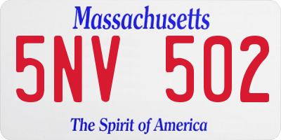 MA license plate 5NV502