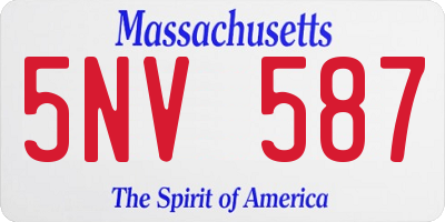 MA license plate 5NV587