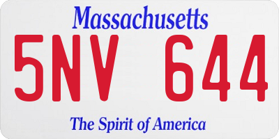 MA license plate 5NV644