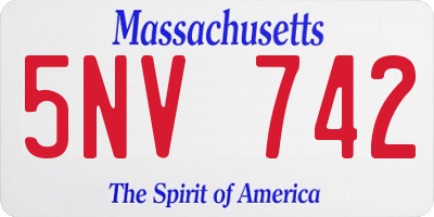 MA license plate 5NV742