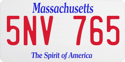 MA license plate 5NV765