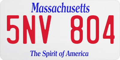 MA license plate 5NV804