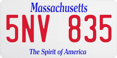 MA license plate 5NV835