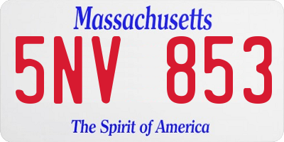 MA license plate 5NV853