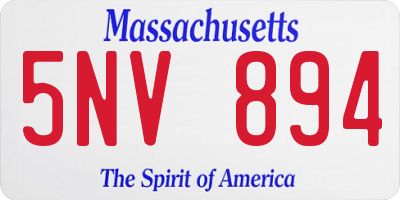 MA license plate 5NV894