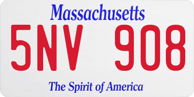 MA license plate 5NV908