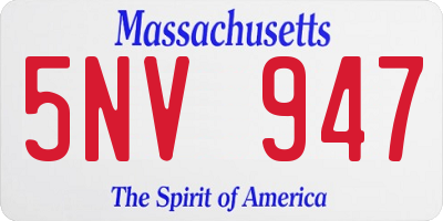 MA license plate 5NV947