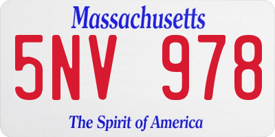 MA license plate 5NV978