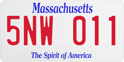 MA license plate 5NW011