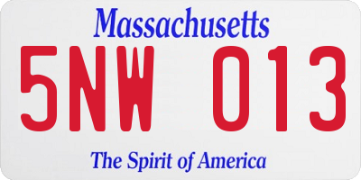 MA license plate 5NW013