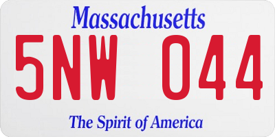 MA license plate 5NW044