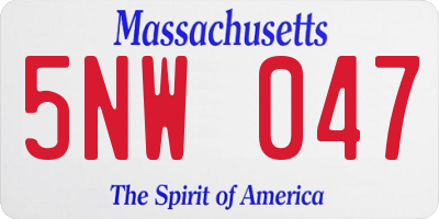 MA license plate 5NW047