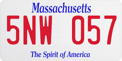 MA license plate 5NW057