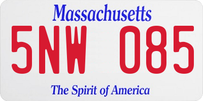 MA license plate 5NW085