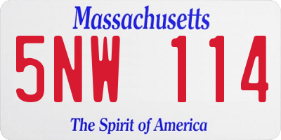 MA license plate 5NW114