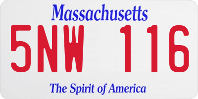 MA license plate 5NW116
