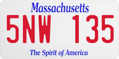 MA license plate 5NW135